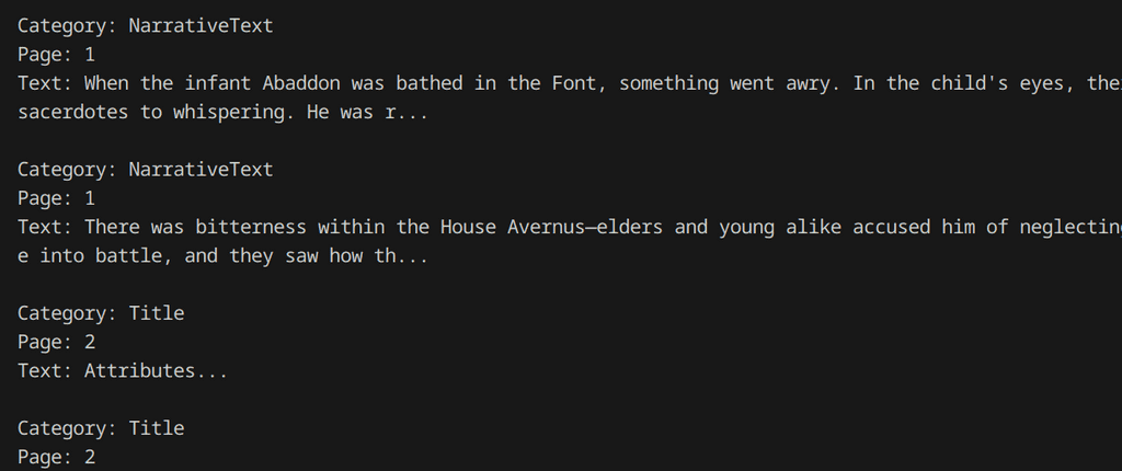 Parsed Elements Output Parsed Elements Output