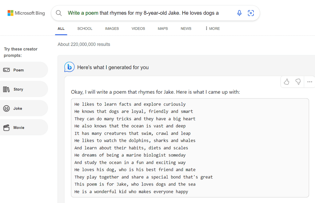 Generating poems (Source: Microsoft)