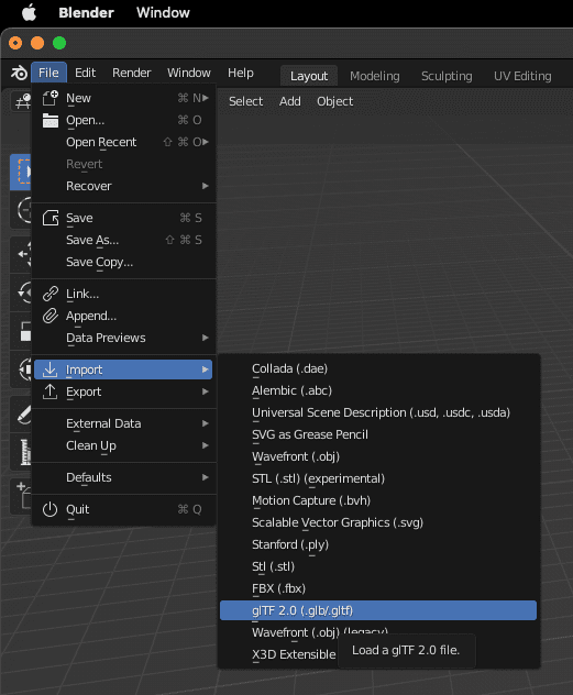 gltf importing within Blender